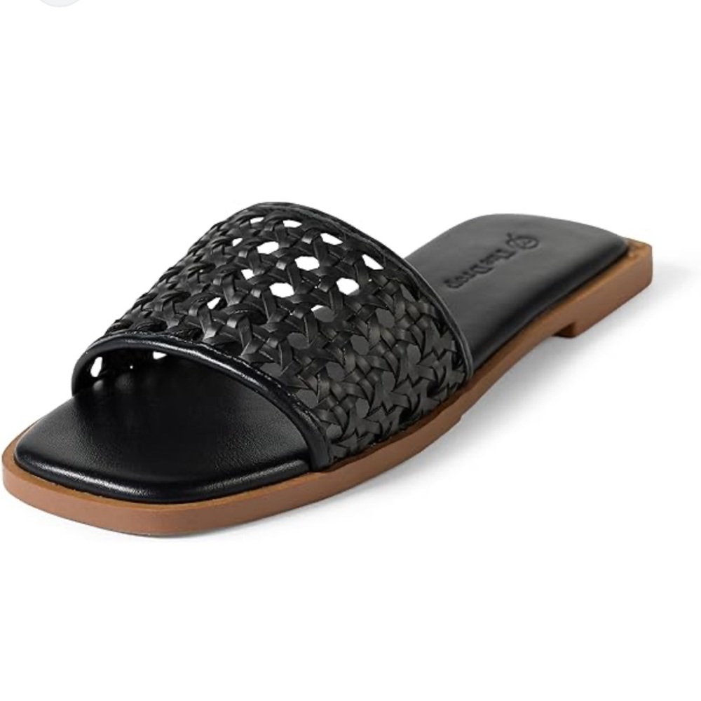 New the drop Olso One brand Elegant Black Woven Slide Sandals size 11